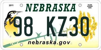 NE license plate 98KZ30