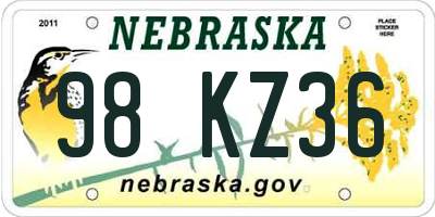 NE license plate 98KZ36