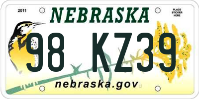 NE license plate 98KZ39
