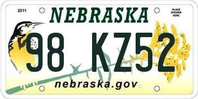 NE license plate 98KZ52