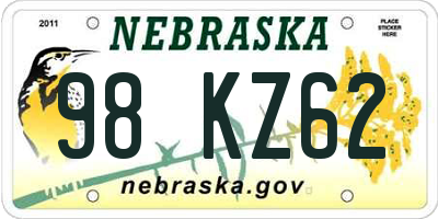 NE license plate 98KZ62