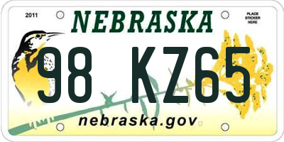 NE license plate 98KZ65