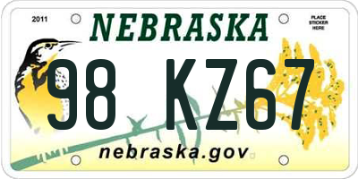 NE license plate 98KZ67
