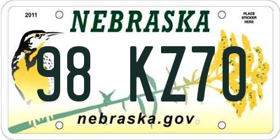 NE license plate 98KZ70