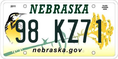 NE license plate 98KZ71