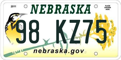 NE license plate 98KZ75