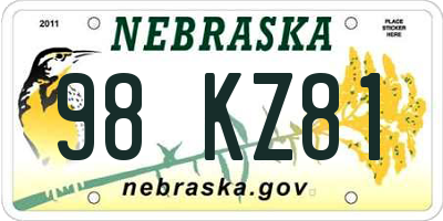NE license plate 98KZ81