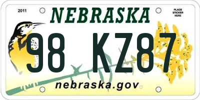 NE license plate 98KZ87