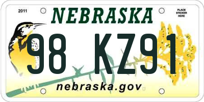 NE license plate 98KZ91