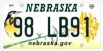NE license plate 98LB91