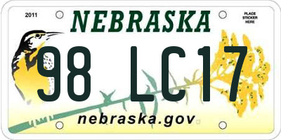NE license plate 98LC17