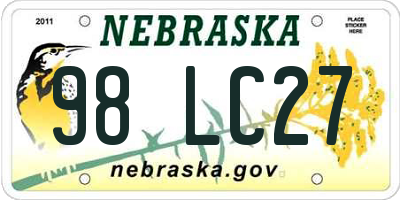 NE license plate 98LC27