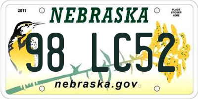 NE license plate 98LC52