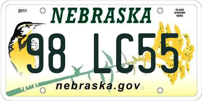 NE license plate 98LC55
