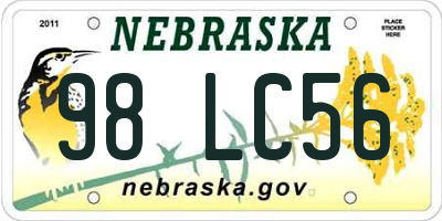 NE license plate 98LC56