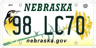 NE license plate 98LC70