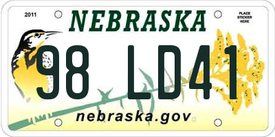 NE license plate 98LD41