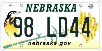 NE license plate 98LD44