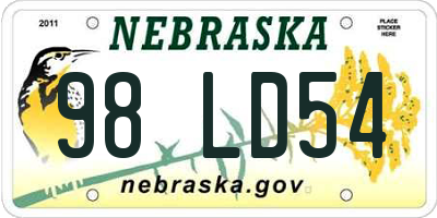 NE license plate 98LD54