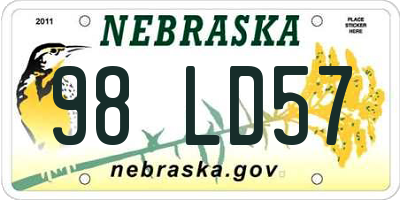 NE license plate 98LD57