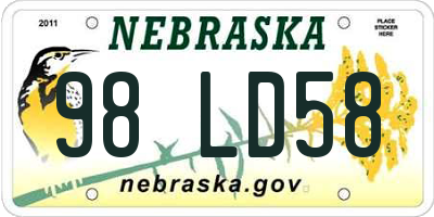 NE license plate 98LD58