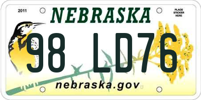 NE license plate 98LD76