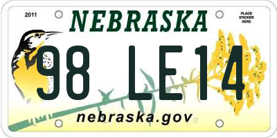 NE license plate 98LE14
