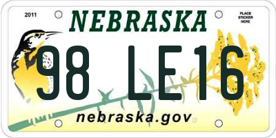 NE license plate 98LE16