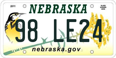 NE license plate 98LE24