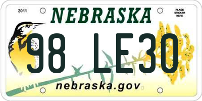NE license plate 98LE30