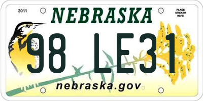 NE license plate 98LE31