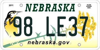 NE license plate 98LE37