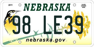 NE license plate 98LE39