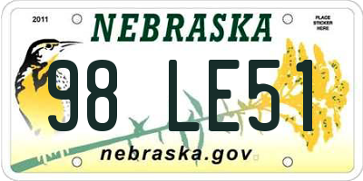 NE license plate 98LE51