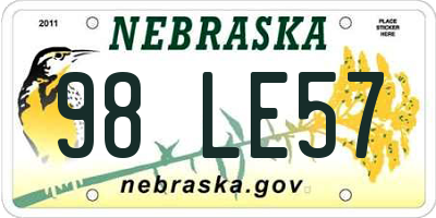NE license plate 98LE57