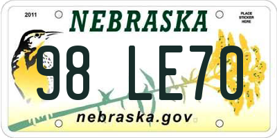 NE license plate 98LE70