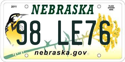 NE license plate 98LE76