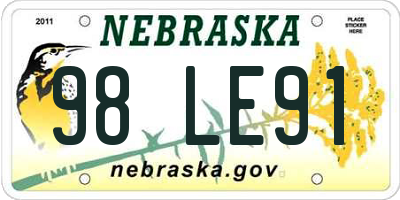 NE license plate 98LE91