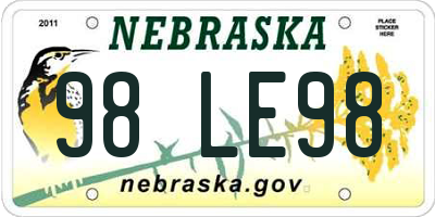 NE license plate 98LE98