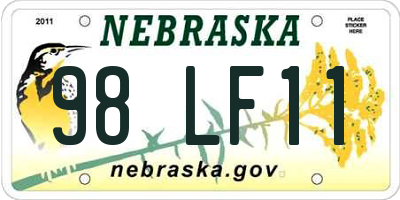 NE license plate 98LF11