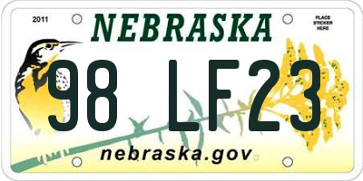 NE license plate 98LF23