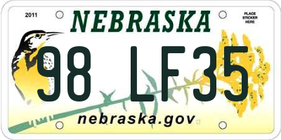 NE license plate 98LF35