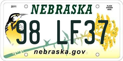 NE license plate 98LF37