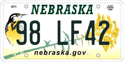 NE license plate 98LF42