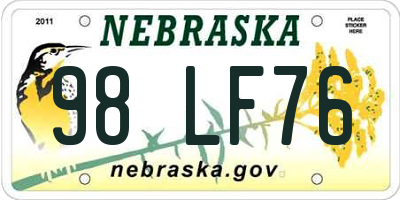 NE license plate 98LF76