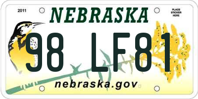 NE license plate 98LF81