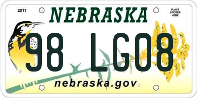 NE license plate 98LG08