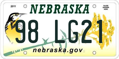 NE license plate 98LG21