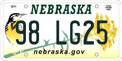 NE license plate 98LG25