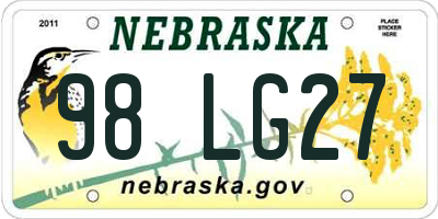 NE license plate 98LG27